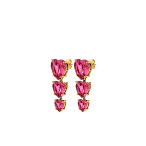 Dyrberg/Kern Sanctu Heart Drop Earrings, Gold & Pink