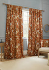 Sanderson Porcelian Garden Lined Pencil Pleat Curtains, Rust