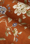 Sanderson Porcelian Garden Lined Pencil Pleat Curtains, Rust