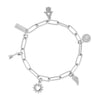 ChloBo Soul Compass Multi Charm Link Chain Bracelet, Silver