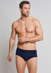 Schiesser 2 Pack Mens Cotton Essentials Geo Print Trunks, Navy