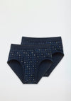 Schiesser 2 Pack Mens Cotton Essentials Geo Print Trunks, Navy