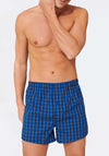 Schiesser 2 Pack Check Boxer Shorts, Royal Blue