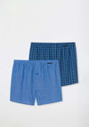 Schiesser 2 Pack Check Boxer Shorts, Royal Blue