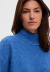 Selected Femme Maline High Neck Knit Jumper Dress, Nebulas Blue