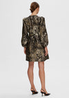 Selected Femma Paula Metallic Jacquard Dress, Black and Gold