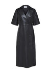 Selected Femme Lola Midi Leather Wrap Dress, Black