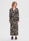 Selected Femme Justine Printed Faux Wrap Maxi Dress, Black
