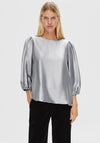 Selected Femme Silva Puff Sleeve Blouse, Silver