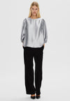 Selected Femme Silva Puff Sleeve Blouse, Silver