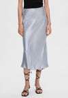 Selected Femme Silva Satin Midi Skirt, Silver