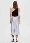 Selected Femme Silva Satin Midi Skirt, Silver