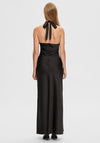 Selected Femme Renata Neck Holder Satin Maxi Dress, Black