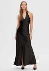 Selected Femme Renata Neck Holder Satin Maxi Dress, Black