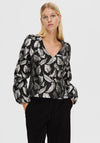Selected Femme Paula Silver Leaf Embossed Top, Silver