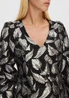 Selected Femme Paula Silver Leaf Embossed Top, Silver