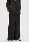 Selected Femme Asja Satin Feel Extra Wide Leg Trouser, Black