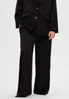 Selected Femme Asja Satin Feel Extra Wide Leg Trouser, Black