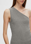 Selected Femme Lura One Shoulder Sparkly Knit Top, Grey