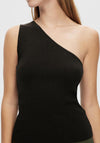 Selected Femme Lura One Shoulder Sparkly Knit Top, Black