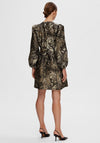 Selected Femme Paula Metallic Jacquard Mini Dress, Antique Gold