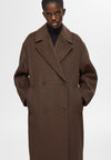 Selected Femme Elenora Long Wool Coat, Brown
