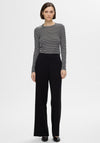 Selected Femme Striped Long Sleeve T-Shirt, Black & White