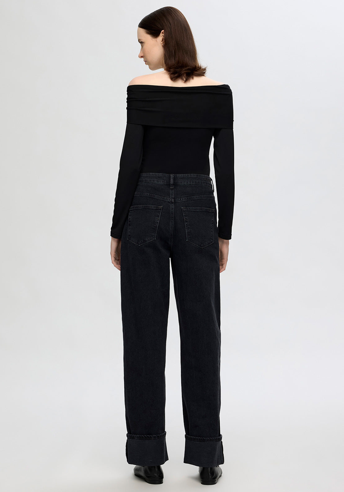 Selected Femme Ralia Long Sleeve Off Shoulder Top, Black