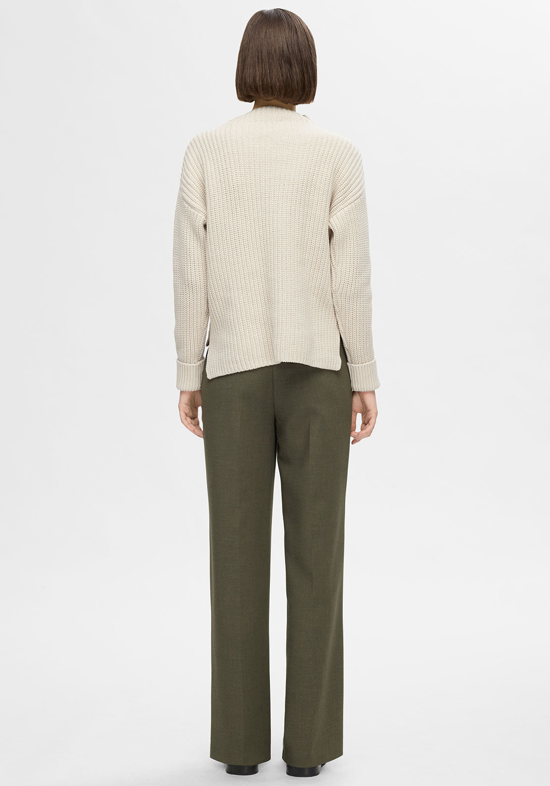 Selected Femme Selma Knit High Neck Jumper, Cream