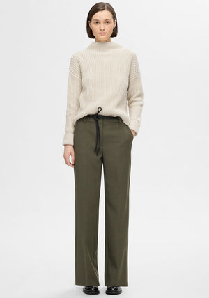 Selected Femme Selma Knit High Neck Jumper, Cream