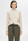 Selected Femme Selma Knit High Neck Jumper, Cream