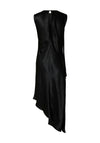 Selected Femme Elise Satin Crinkle Midi Dress, Black