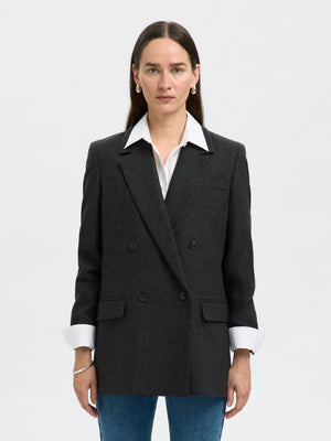 Selected Femme Elin Wool Blend Blazer, Black