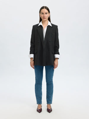 Selected Femme Elin Wool Blend Blazer, Black