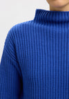 Selected Femme Selma Knit High Neck Jumper, Blue