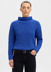 Selected Femme Selma Knit High Neck Jumper, Blue