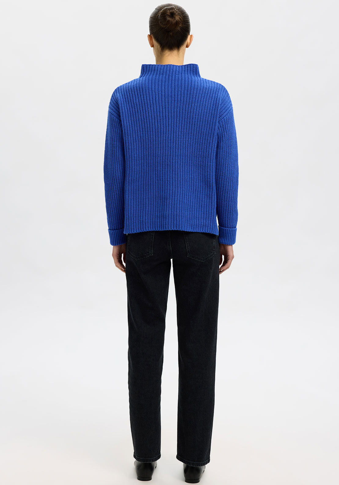 Selected Femme Selma Knit High Neck Jumper, Blue