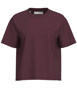Selected Femme Boxy T-Shirt, Plum