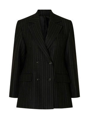 Selected Femme Malia Manteco Pinstripe Blazer, Black