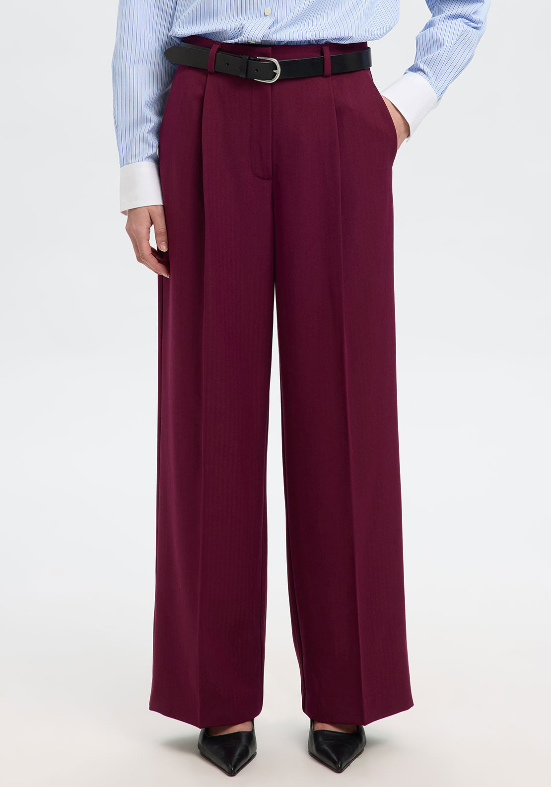 Selected Femme Fedora Wide Leg Trousers, Wine