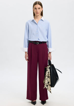 Selected Femme Fedora Wide Leg Trousers, Wine