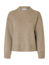 Selected Femme Cille Cashmere Blend Long Sleeve Jumper, Cream