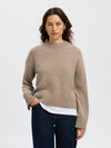 Selected Femme Cille Cashmere Blend Long Sleeve Jumper, Cream