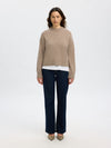 Selected Femme Cille Cashmere Blend Long Sleeve Jumper, Cream