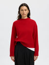 Selected Femme Cille Cashmere Blend Long Sleeve Jumper, Red