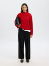 Selected Femme Cille Cashmere Blend Long Sleeve Jumper, Red