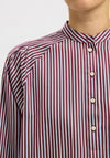 Selected Femme Mariette Striped Half Button Shirt, Wine