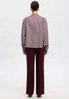 Selected Femme Mariette Striped Half Button Shirt, Wine