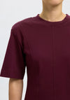 Selected Femme Mesa Dart Detail T-Shirt, Wine