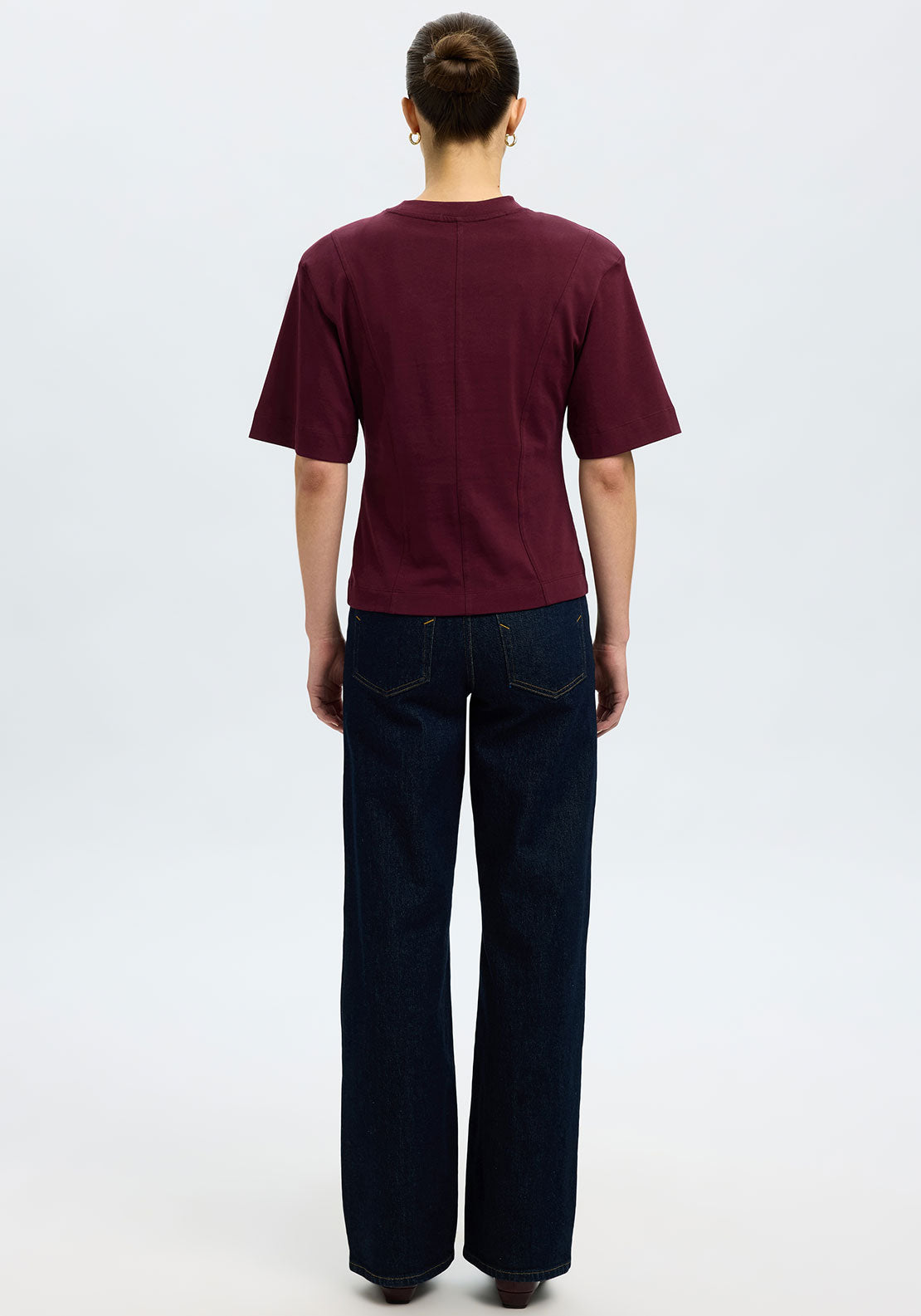 Selected Femme Mesa Dart Detail T-Shirt, Wine